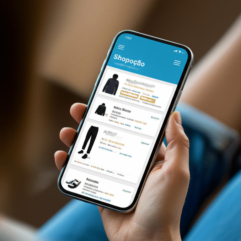 Pessoa utilizando um aplicativo de compras no celular