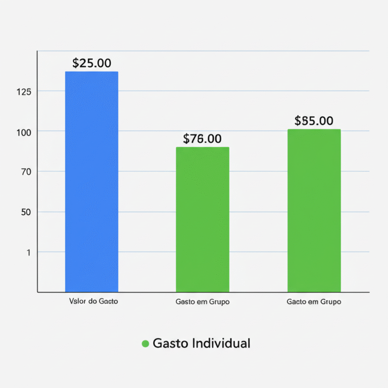 Gráfico de barras mostrando crescimento de economia em compras.