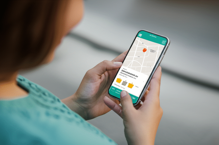 Pessoa usando smartphone para encontrar ofertas geográficas