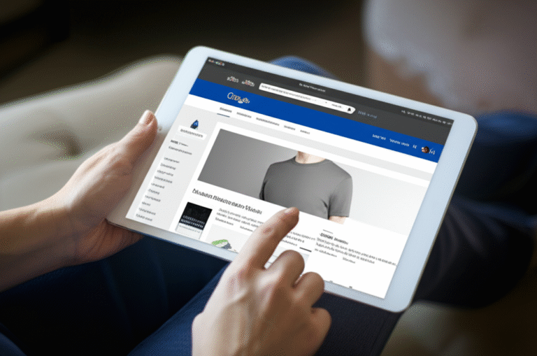 Pessoa pesquisando informações sobre uma marca em um tablet